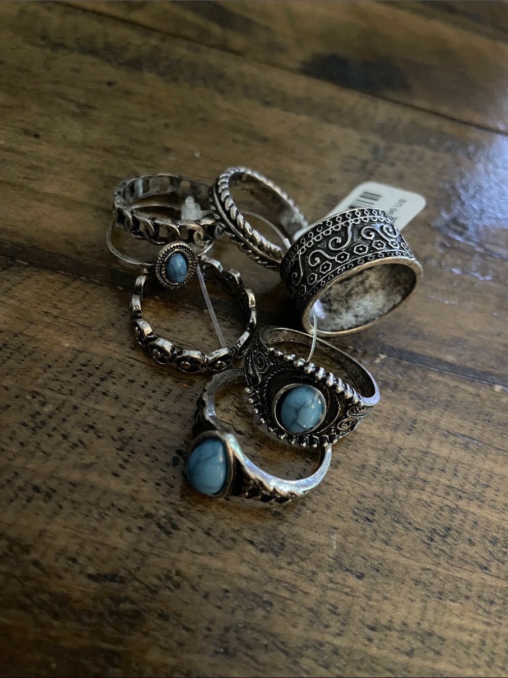 7 torrid Silver-Tone Stackable Ring Set with Turquoise Accent C27 - Picture 3 of 4